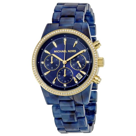 michael kors navy blue watch women|Michael Kors blue dial watch.